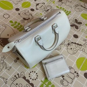 Louis Vuitton Speedy 25 Ivory Epi Leather Top Handle HandBag with small wallet
